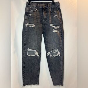 American Eagle Highest Rise 90s Boyfriend Dark Denim Distressed Jeans 6 Short